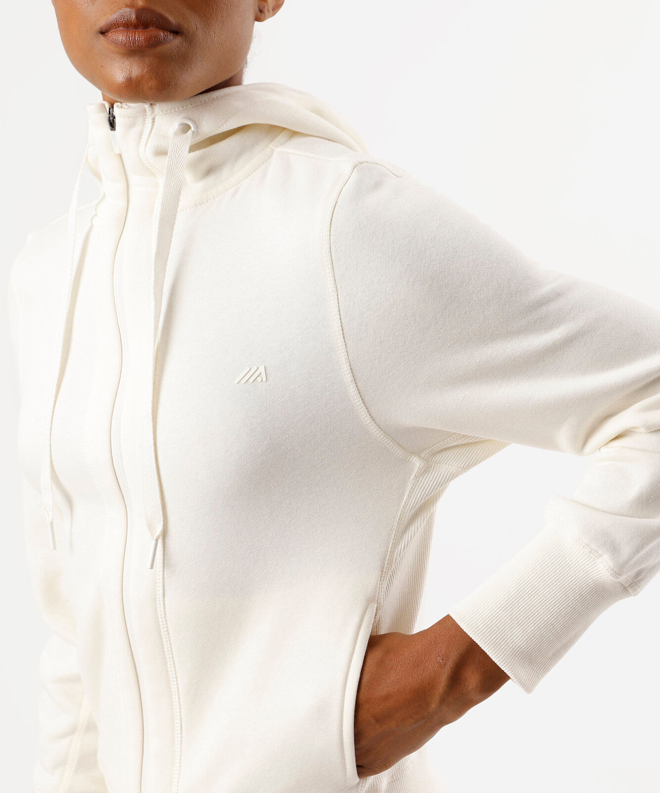 jaqueta feminina de moletom esportiva com capuz off white