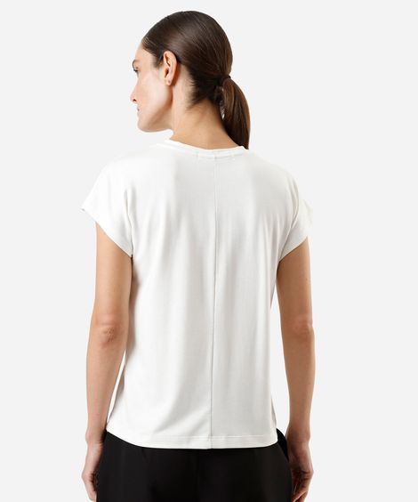 blusa feminina de viscose com recortes e botões off white