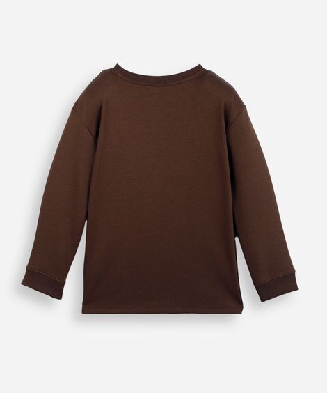 camiseta infantil de algodão peruano manga longa marrom