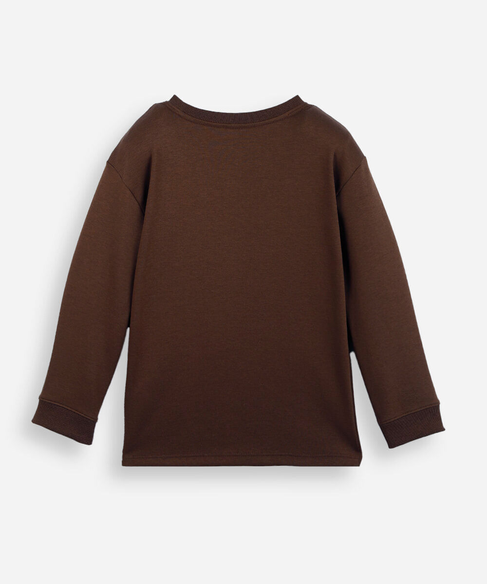 camiseta infantil de algodão peruano manga longa marrom