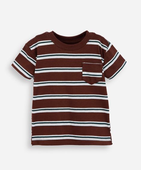 camiseta infantil listrada marrom