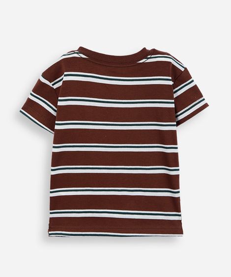 camiseta infantil listrada marrom