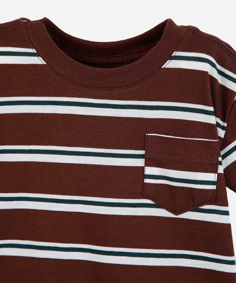 camiseta infantil listrada marrom