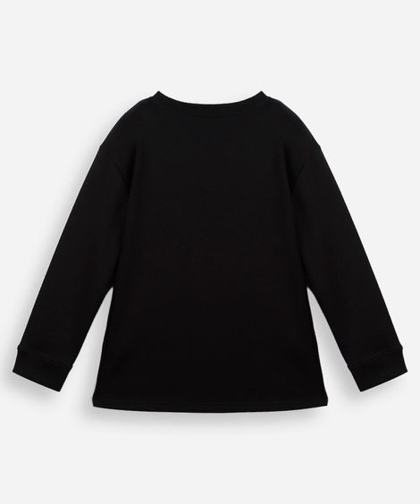 camiseta infantil de algodão peruano manga longa preta