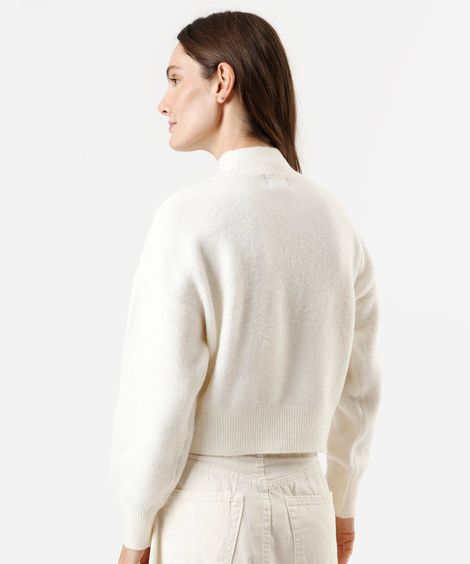 suéter oversized feminino de tricot gola alta off white