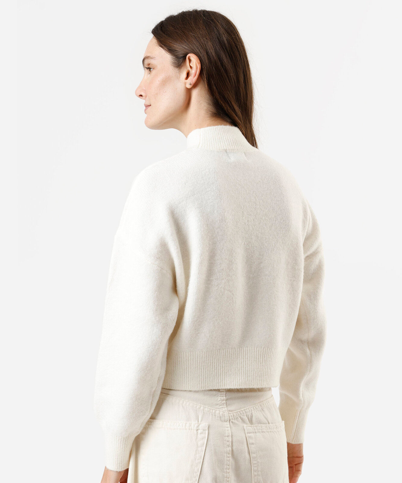 suéter oversized feminino de tricot gola alta off white