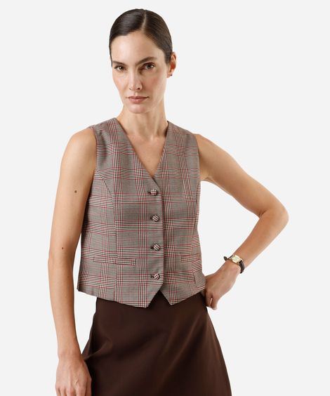 colete de alfaiataria feminino xadrez colorido