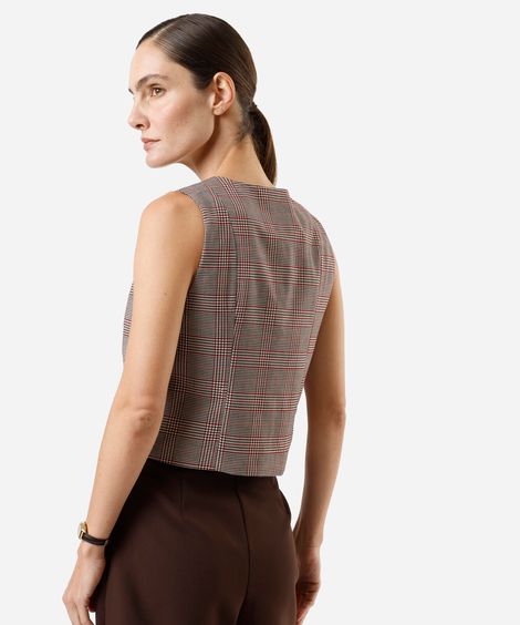 colete de alfaiataria feminino xadrez colorido