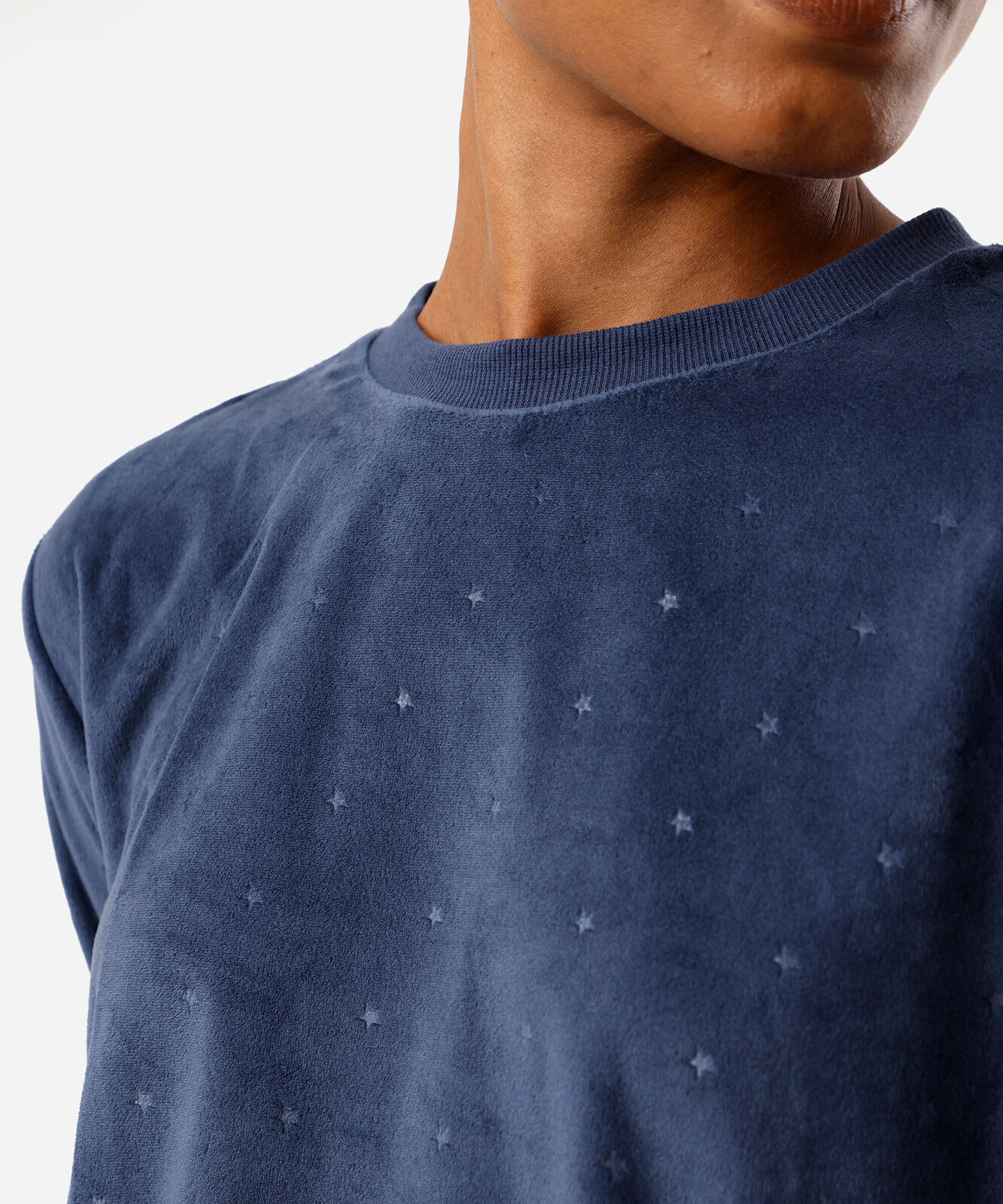 pijama longo feminino de plush estrelas azul