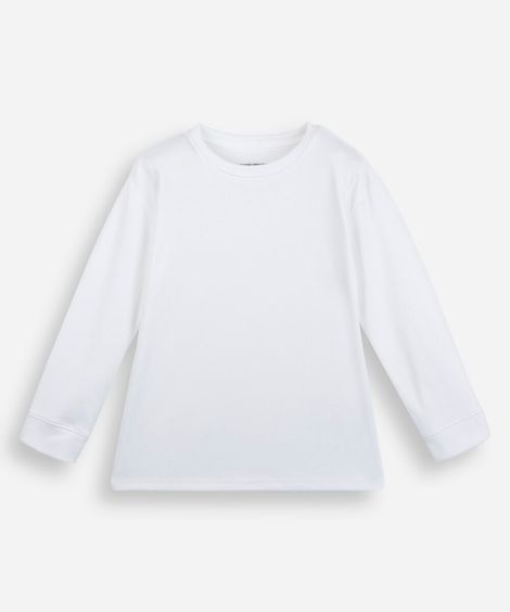 camiseta infantil de algodão peruano manga longa off white