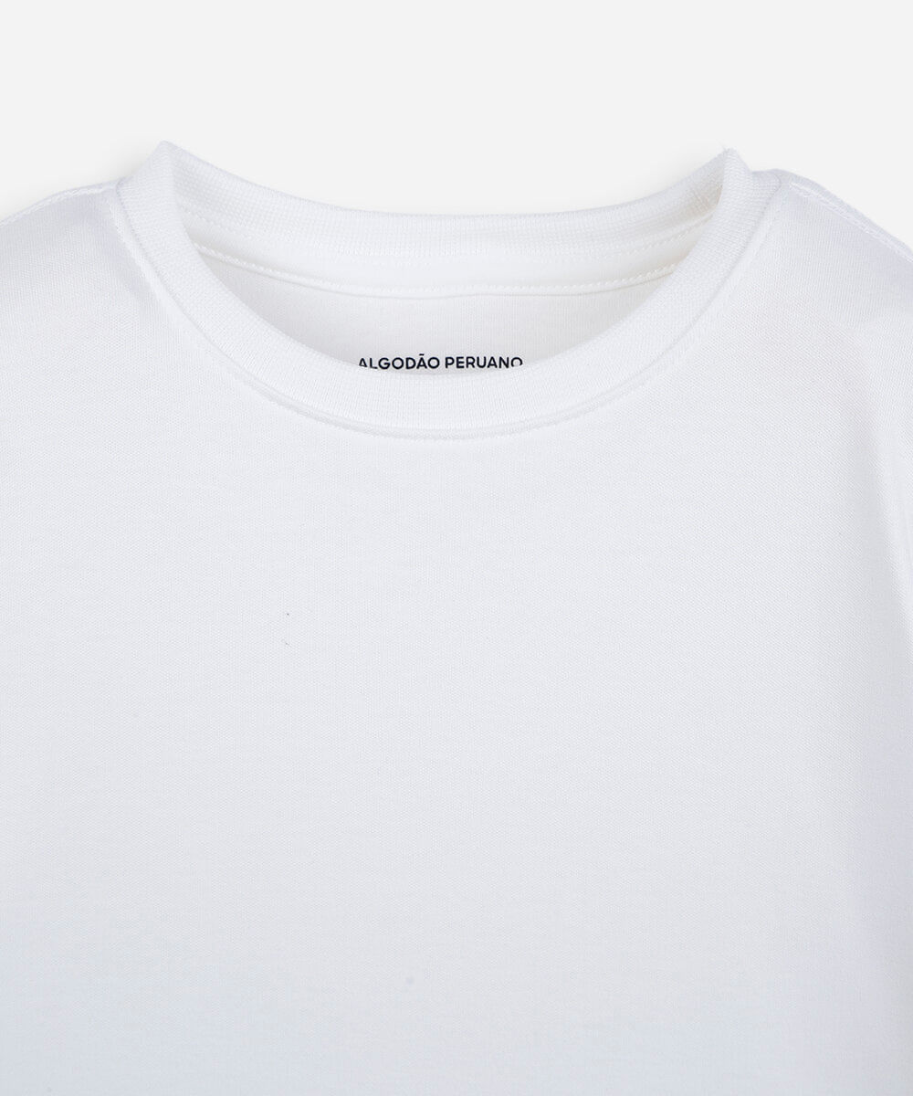 camiseta infantil de algodão peruano manga longa off white