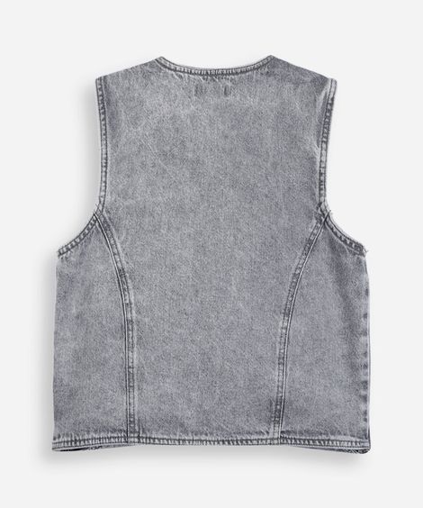colete juvenil classic jeans cinza