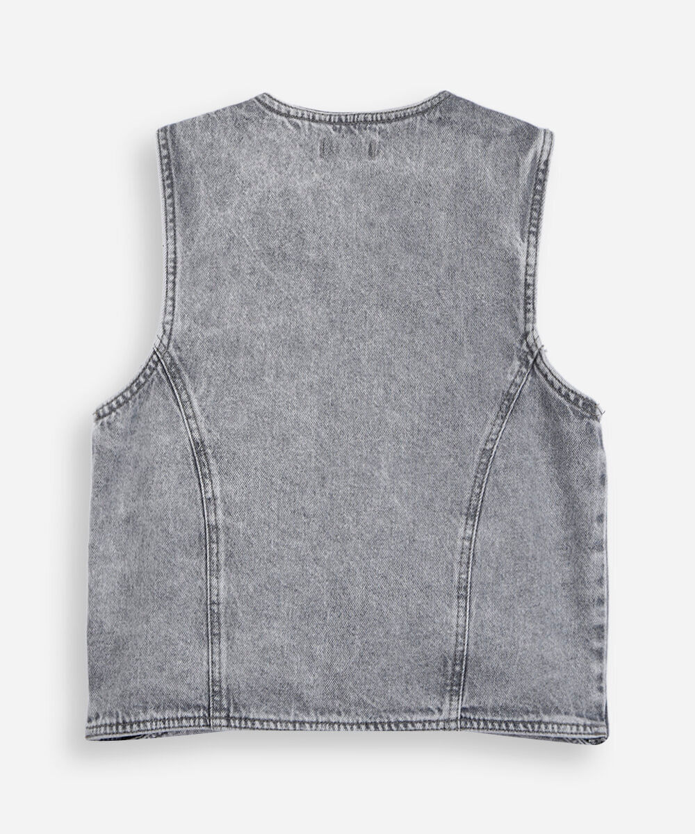 colete juvenil classic jeans cinza