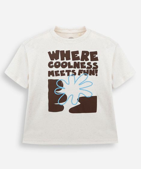 camiseta infantil manga curta estampada off white