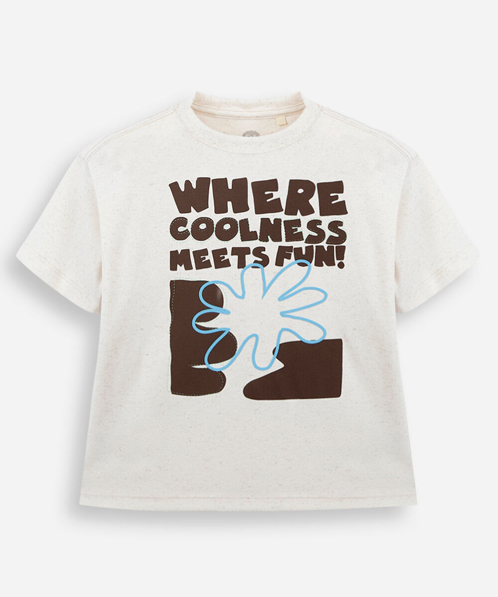 camiseta infantil manga curta estampada off white