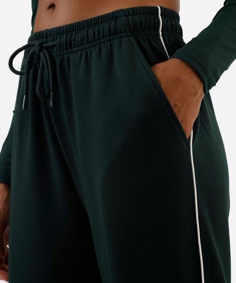 calça reta feminina esportiva com nervura verde