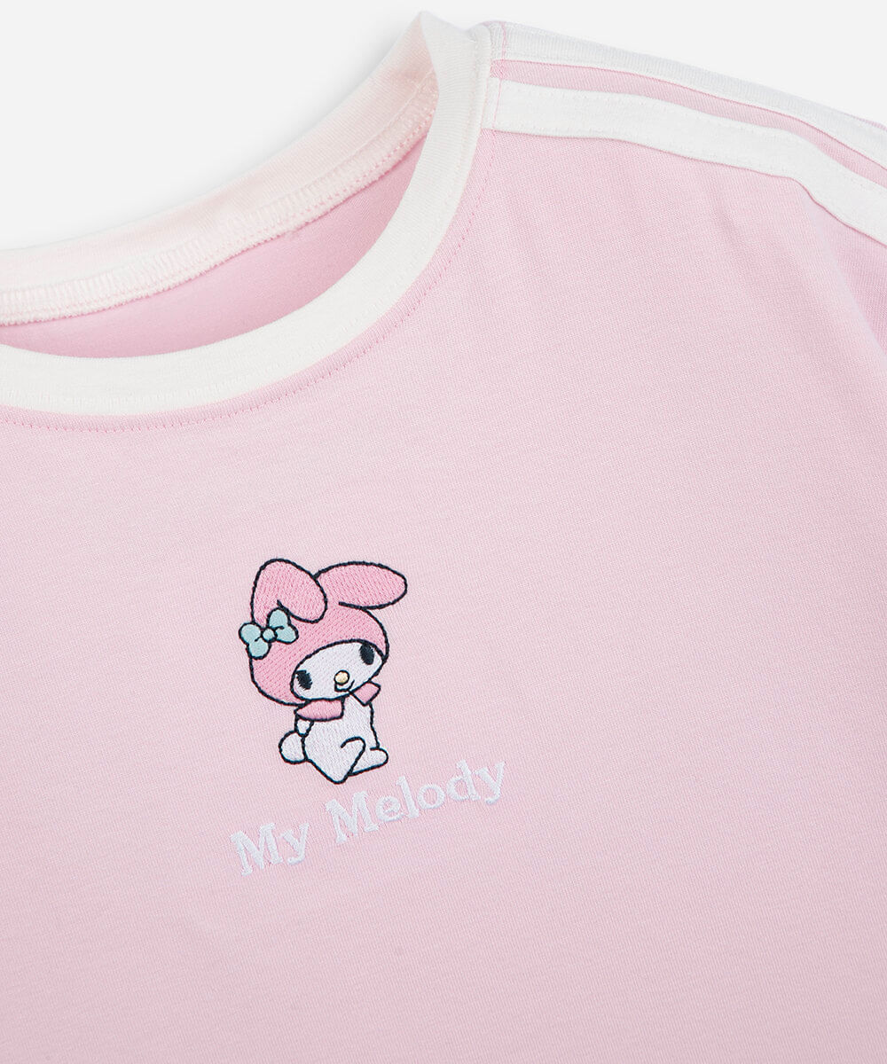 camiseta baby look infantil my melody rosa