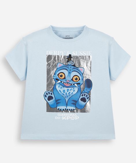 camiseta infantil derpy guerreiras do kpop azul