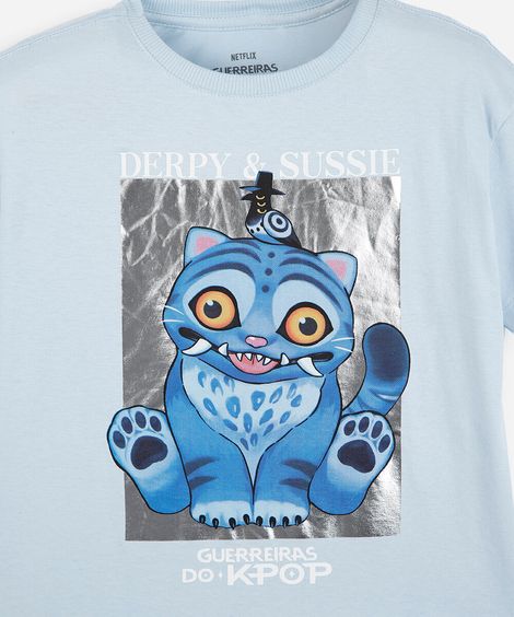 camiseta infantil derpy guerreiras do kpop azul