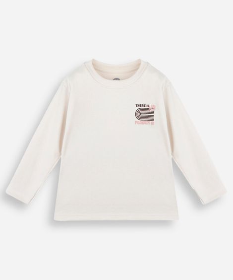 camiseta infantil manga longa estampada off white