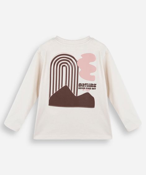 camiseta infantil manga longa estampada off white