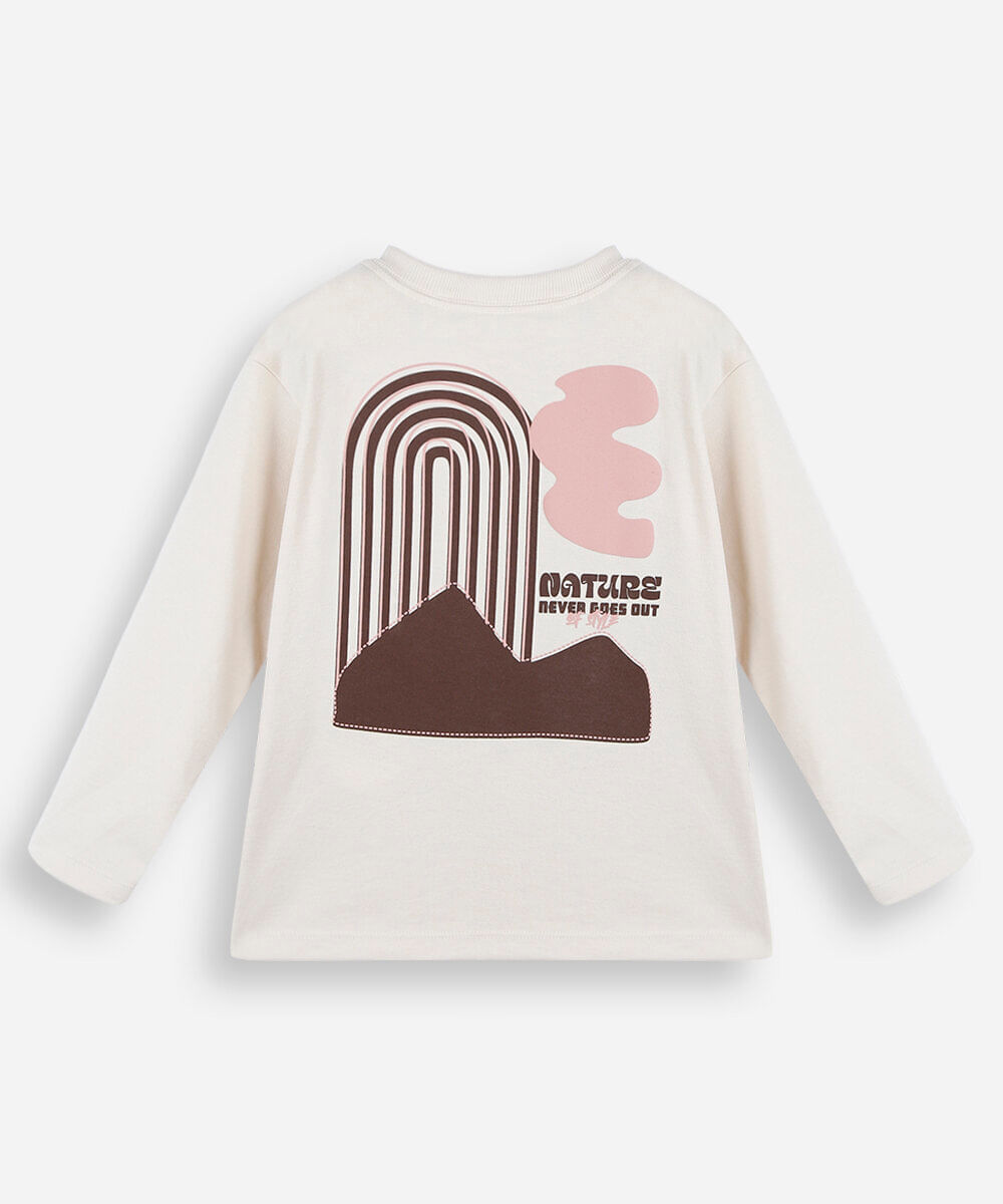 camiseta infantil manga longa estampada off white