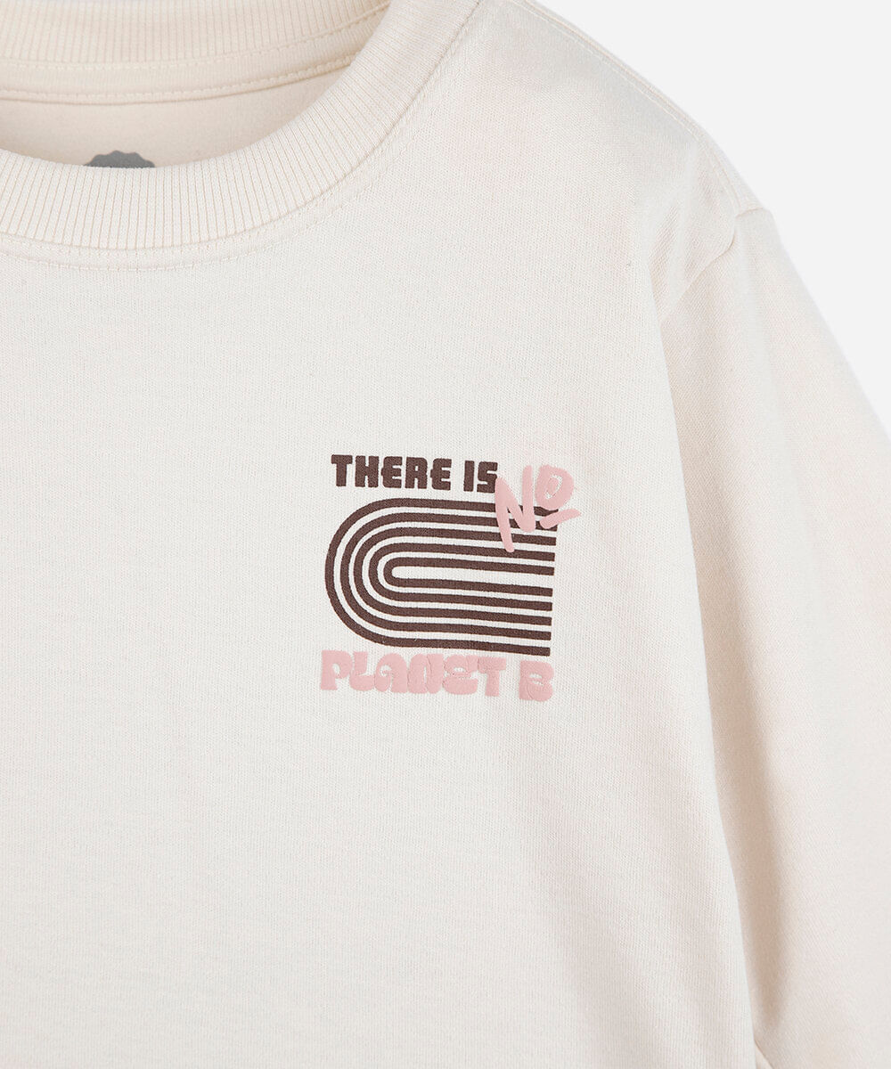 camiseta infantil manga longa estampada off white