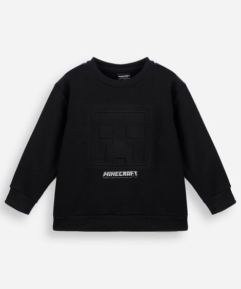 blusa infantil de moletom minecraft preta
