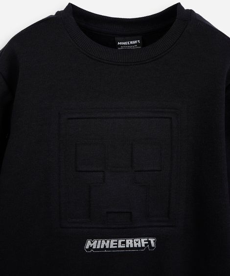 blusa infantil de moletom minecraft preta