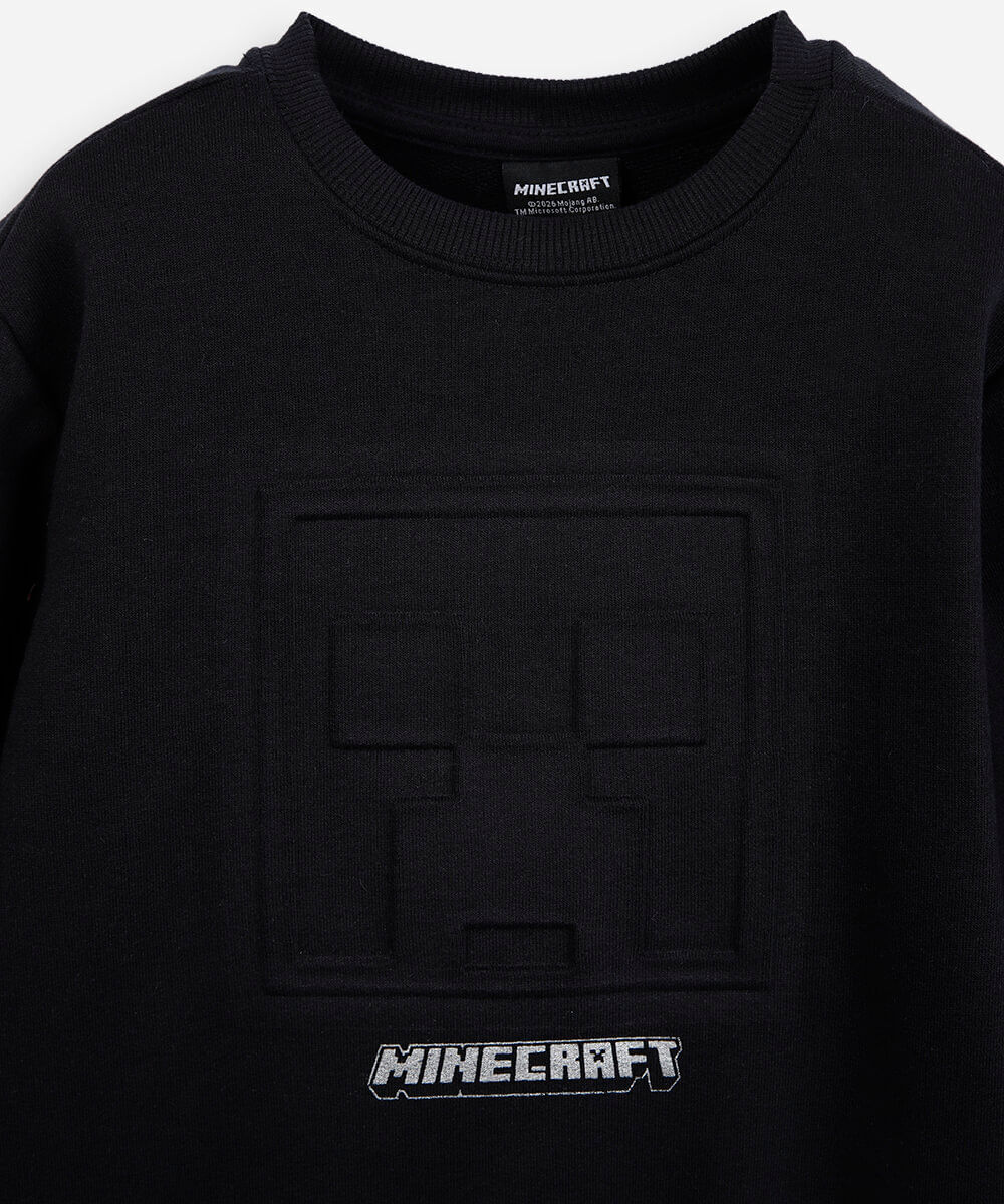 blusa infantil de moletom minecraft preta