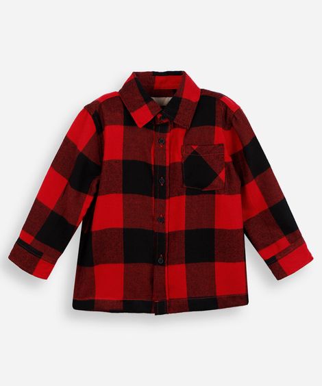camisa infantil xadrez flanela vermelha