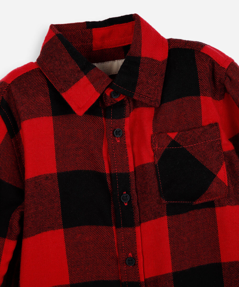 camisa infantil xadrez flanela vermelha