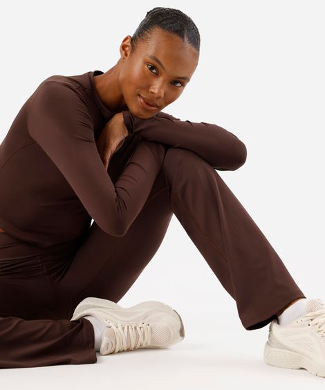 calça flare esportiva feminina de poliamida cea sports marrom