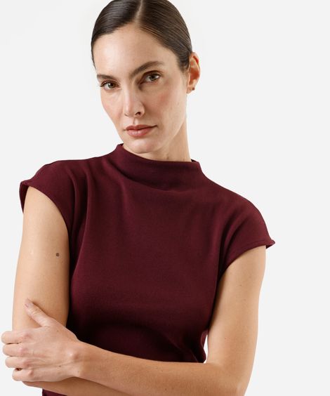 vestido midi feminino de algodão manga curta vinho