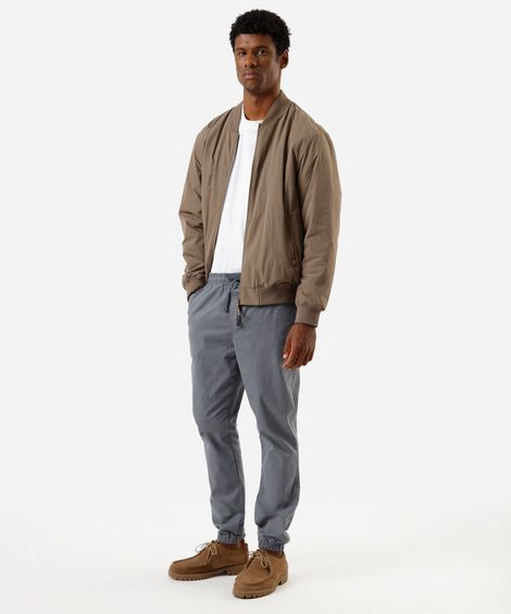 calça jogger masculina de sarja cinza