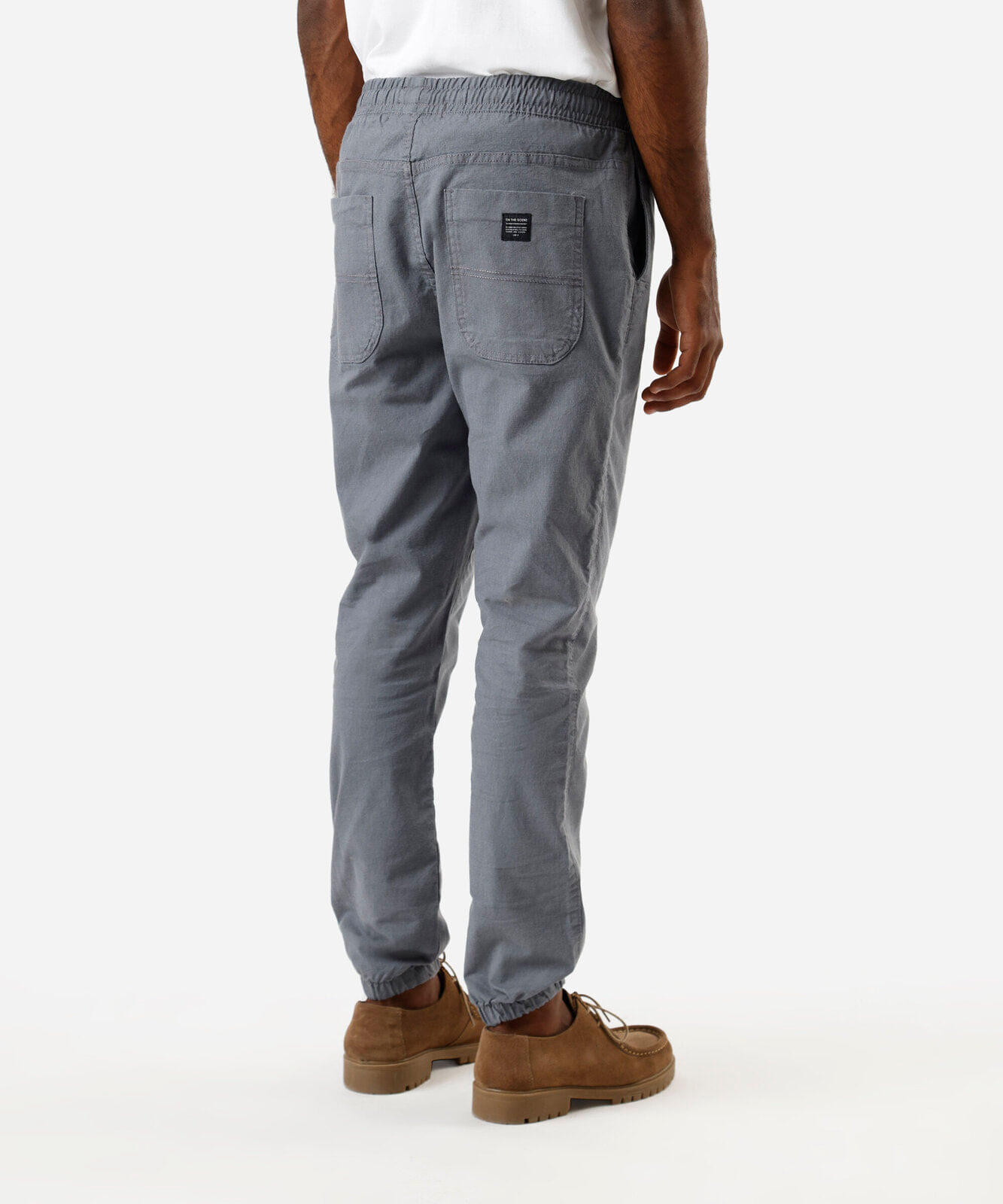 calça jogger masculina de sarja cinza