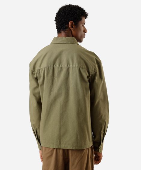 camisa overshirt masculina de sarja manga longa verde