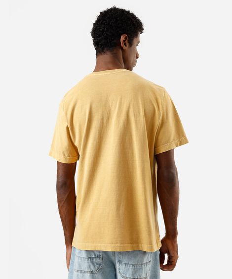 camiseta masculina de algodão manga curta estampada estonada amarela