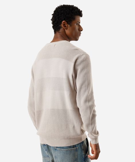suéter masculino de tricot texturizado bege