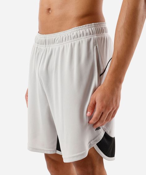 short masculino esportivo texturizado com recorte cinza