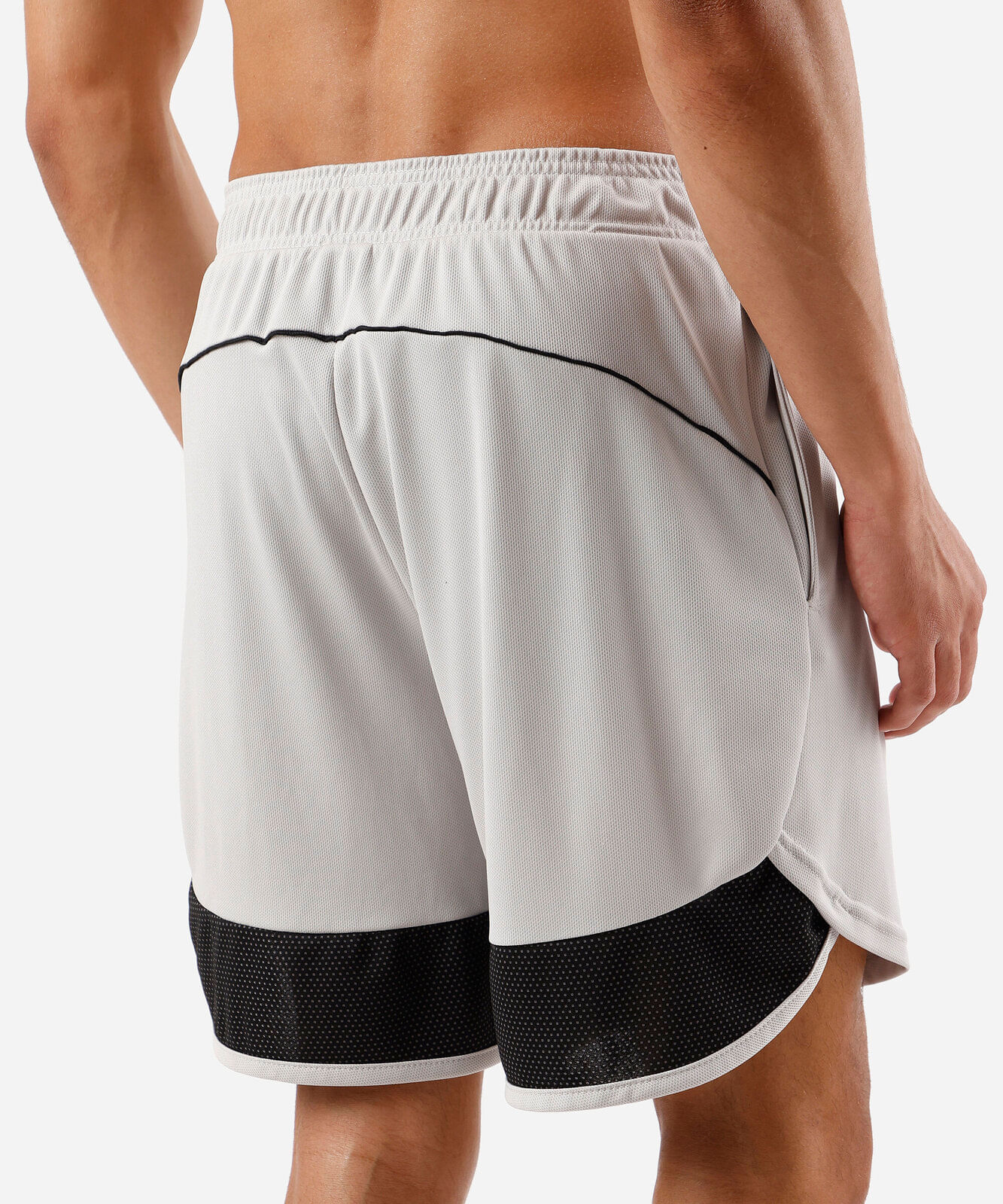 short masculino esportivo texturizado com recorte cinza
