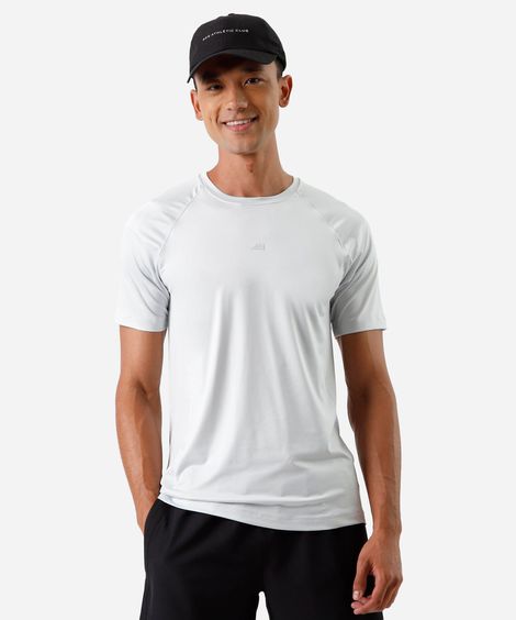 camiseta esportiva slim masculina com recortes cinza