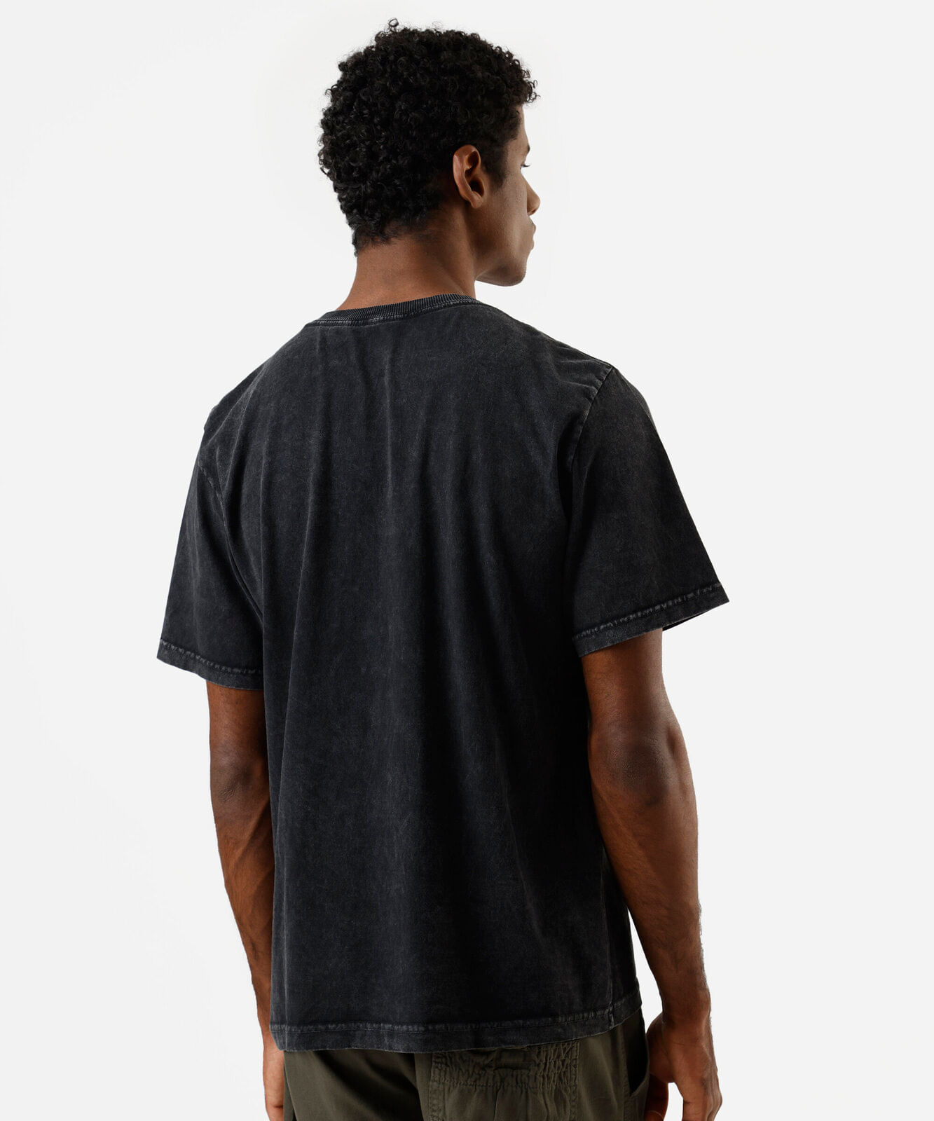 camiseta masculina de algodão manga curta marmorizada preta