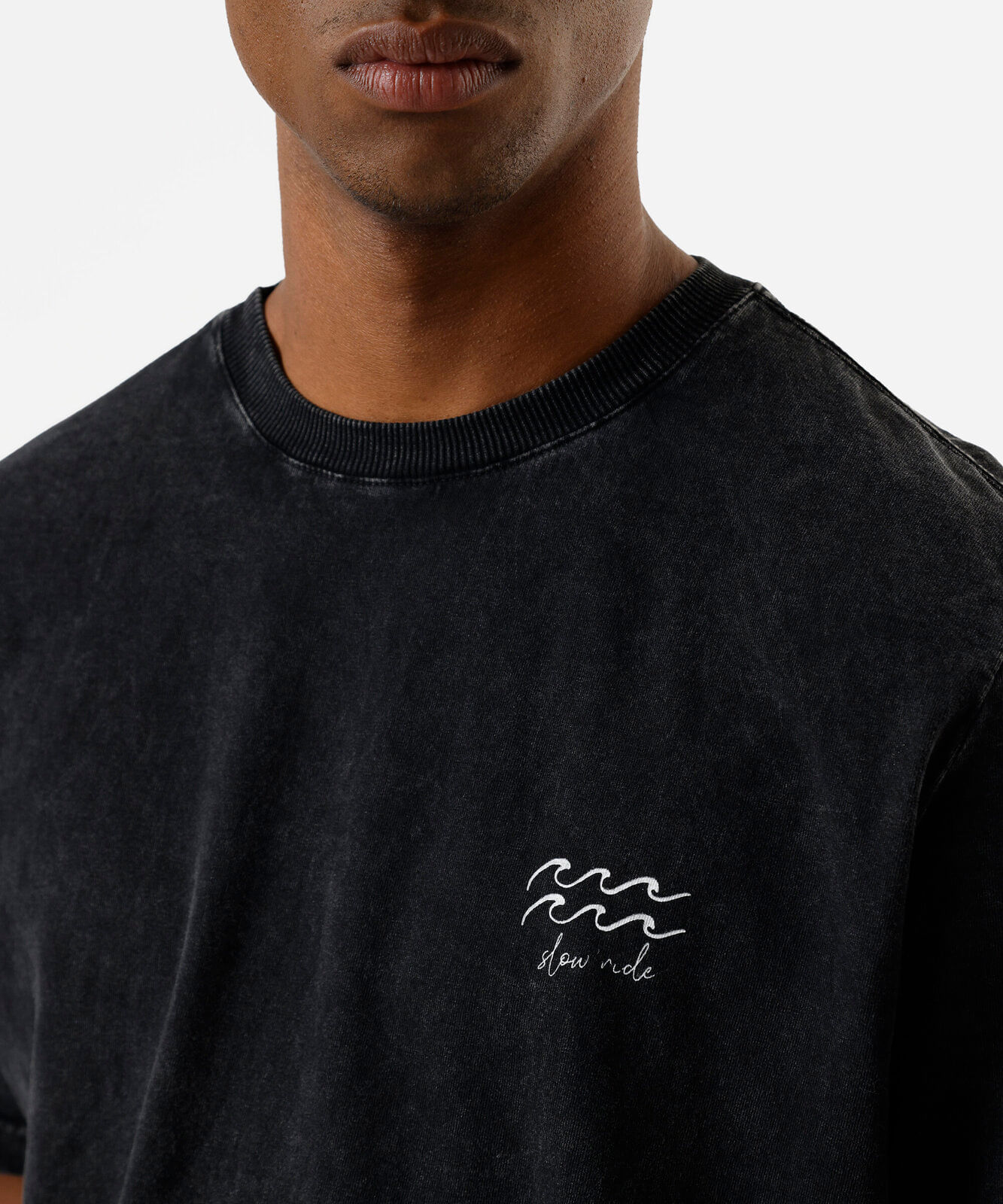 camiseta masculina de algodão manga curta marmorizada preta