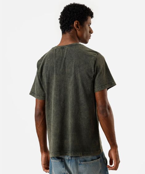 camiseta masculina de algodão manga curta marmorizada verde