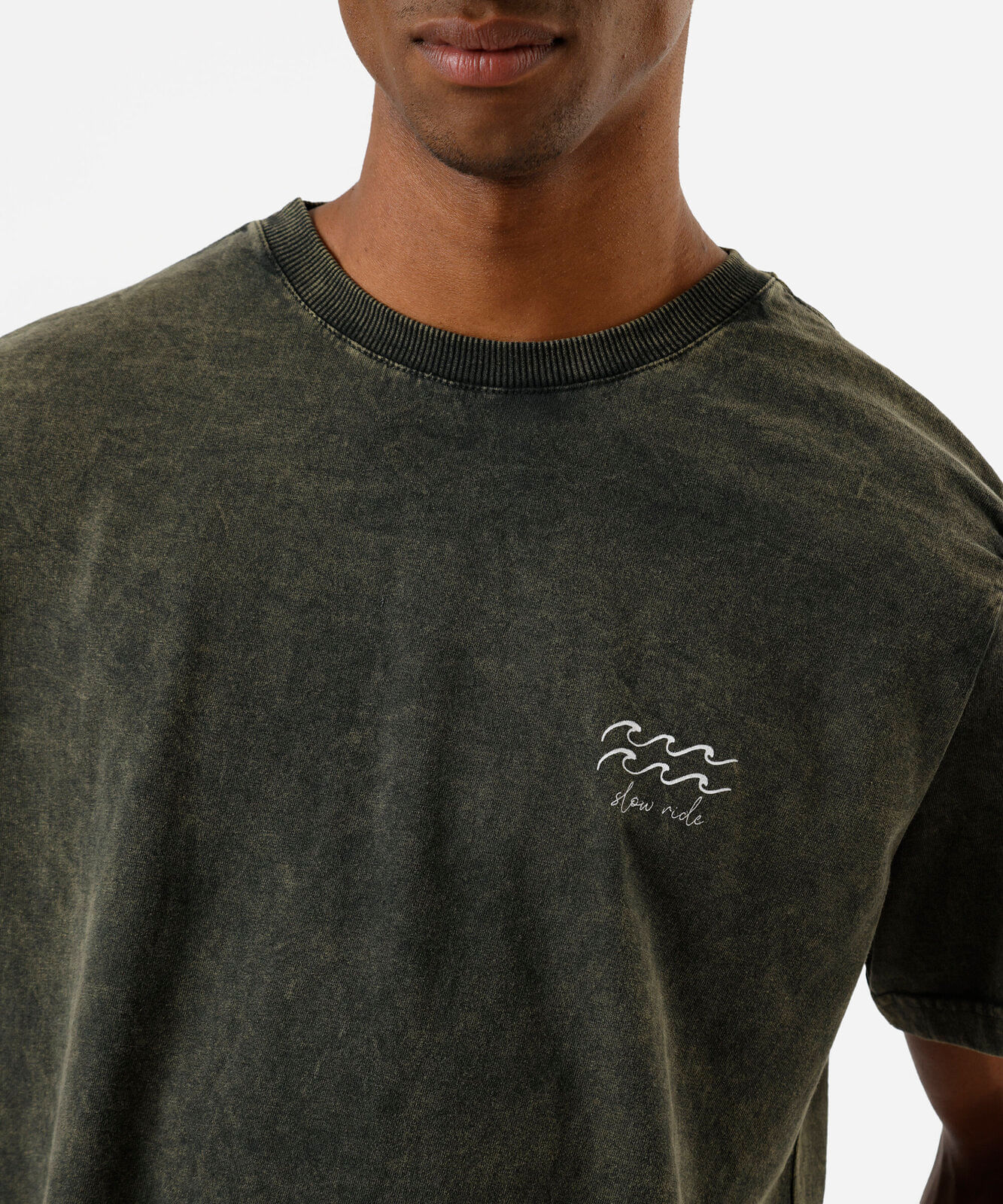 camiseta masculina de algodão manga curta marmorizada verde
