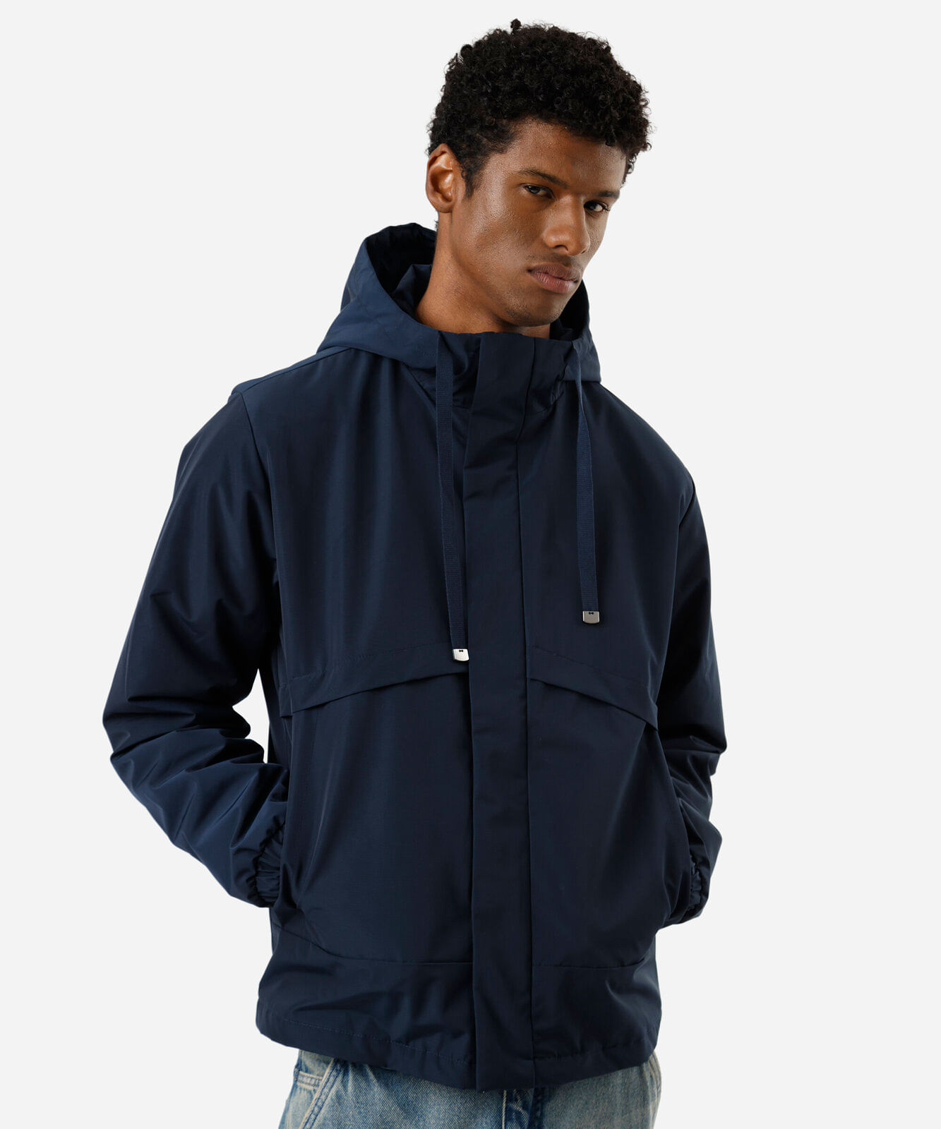 jaqueta masculina com capuz azul