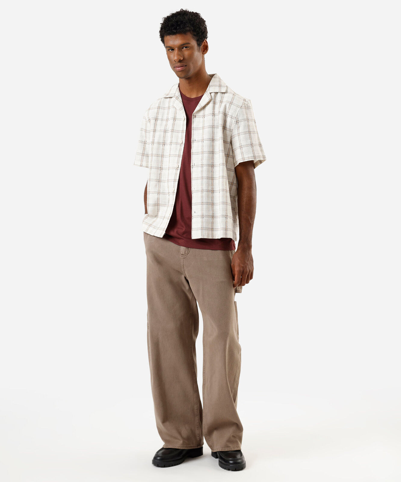 calça baggy masculina de sarja marrom