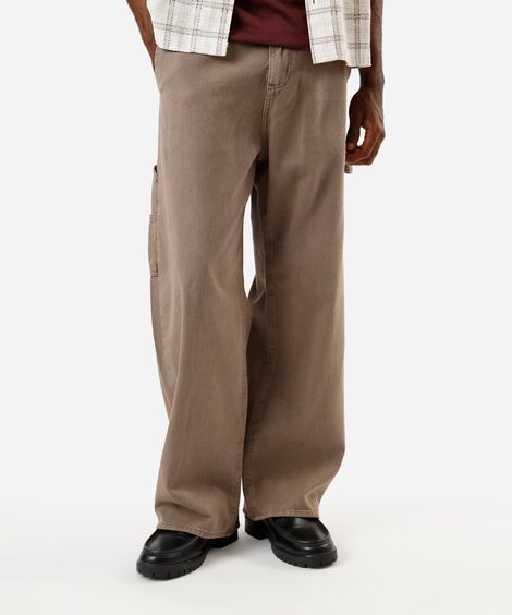 calça baggy masculina de sarja marrom