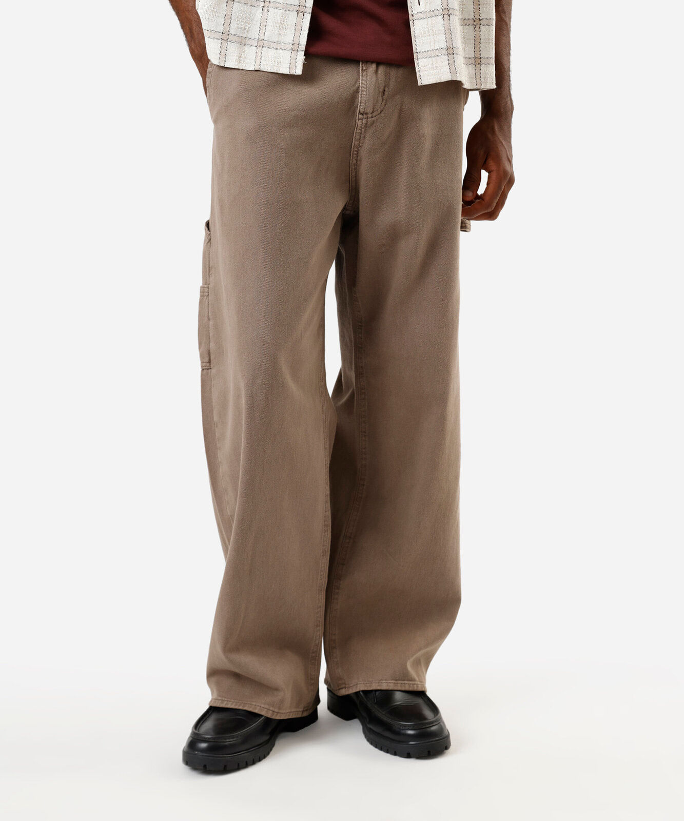 calça baggy masculina de sarja marrom